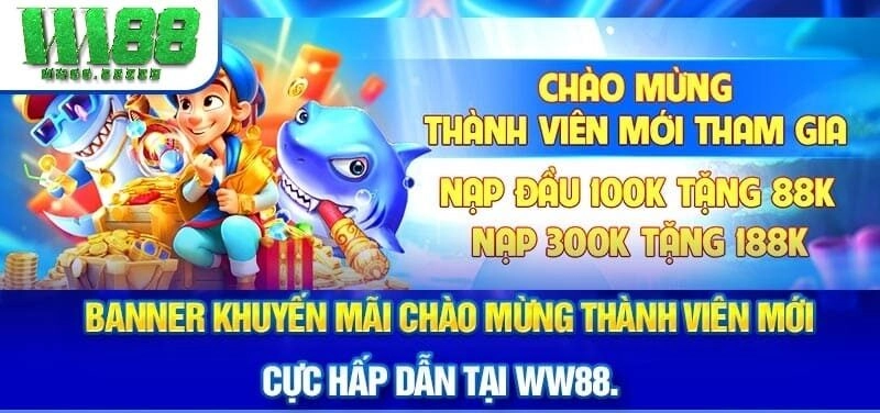 Banner khuyến mãi chào mừng thành viên mới cực hấp dẫn tại WW88.
